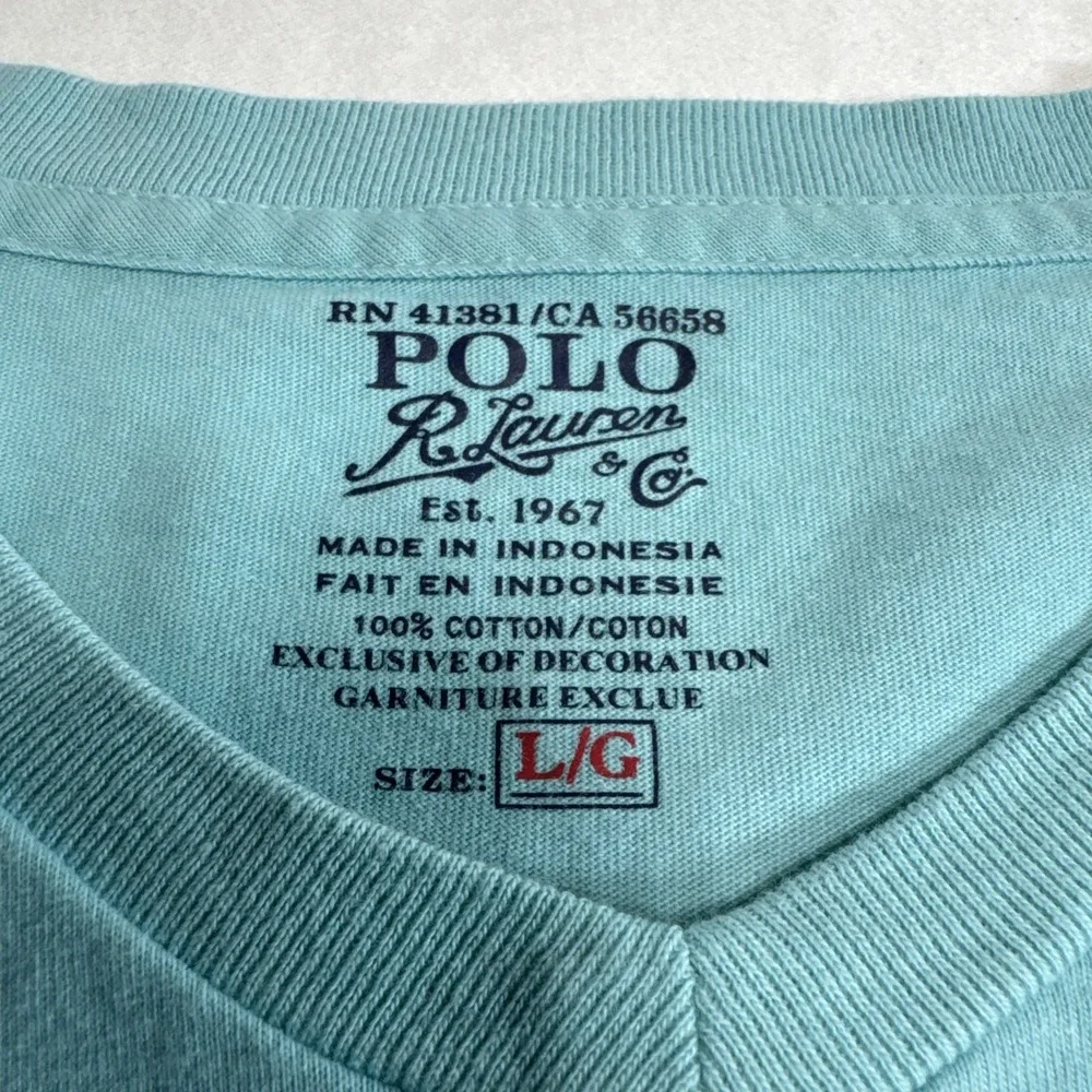 Polo Ralph Lauren Men's V Neck Short Sleeve Tee Sz L Teal Preppy Casual